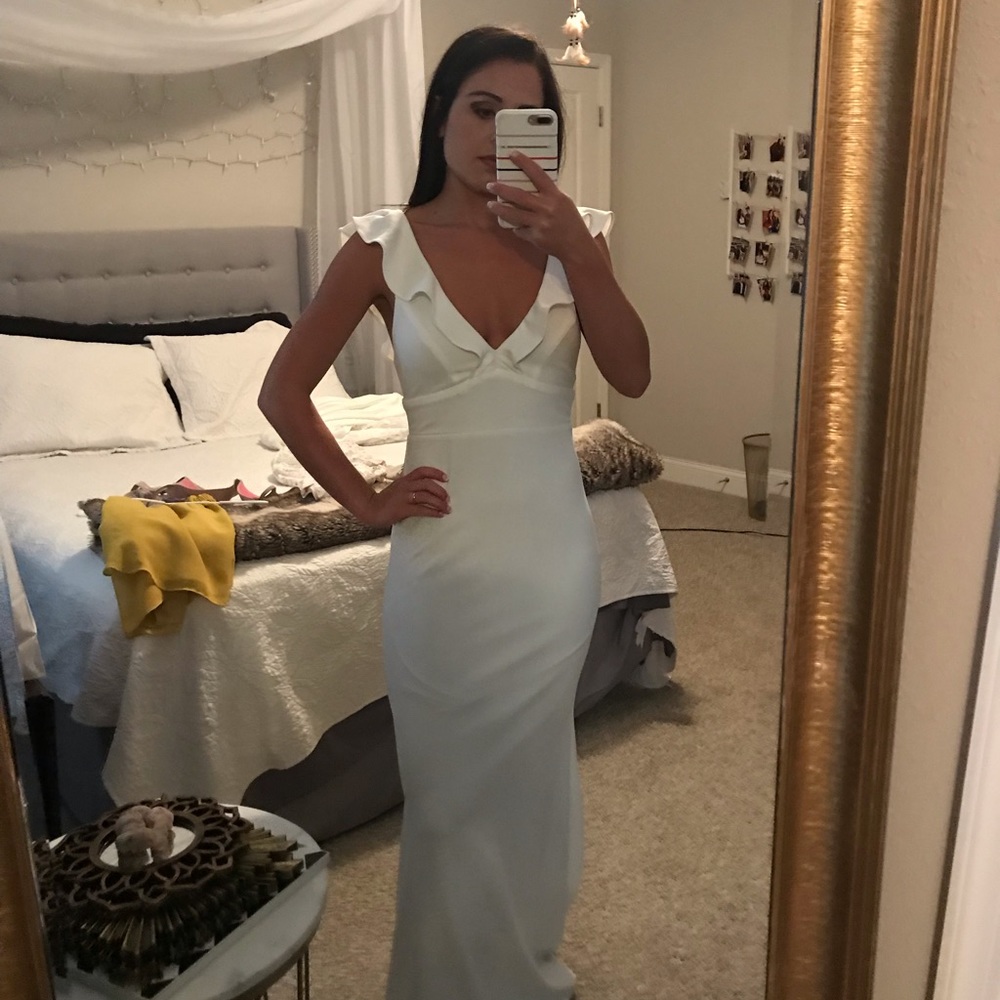 Lulus White Ruffle Maxi
